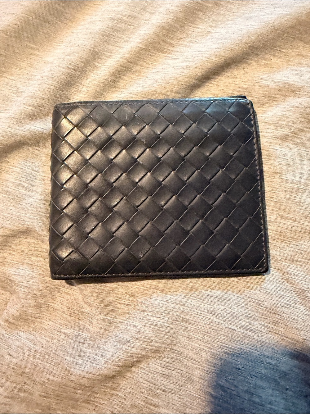 Bottega Veneta Men’s Dark Navy Intrecciato Bi-Fold Card Wallet